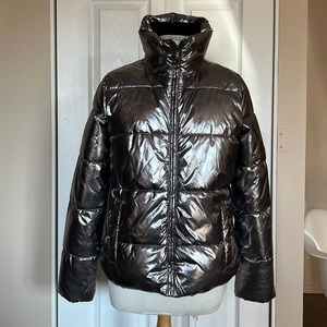 Old Navy Frost-Free Puffer Jacket for Women Silver Metallic Size M